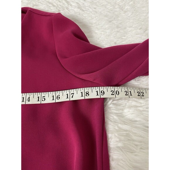 Zara Mini Dress Women Size S Fuchsia Long Balloon Sleeves Tunic Tie Waist - Picture 8 of 15
